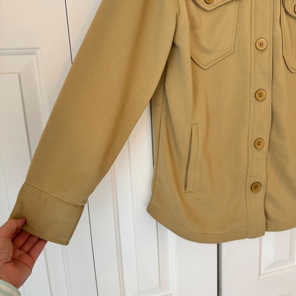 Bagatelle Collection Tan Camel Button Front Utility Shirt Jacket Shacket Medium - Picture 4 of 4